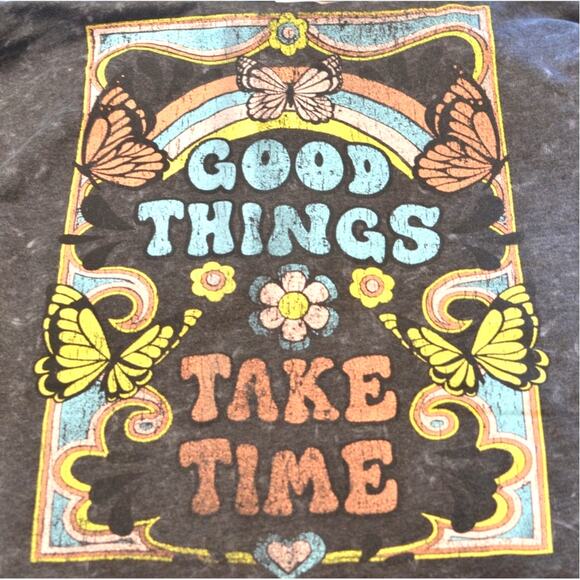 Rebellious One Juniors Trendy Plus Distressed Graphic Black Sweatshirt, Size 2X - Picture 2 of 2